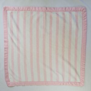 2018 Gymboree Plush Baby Security Blanket Pink White Stripes Satin Trim 30”x30”